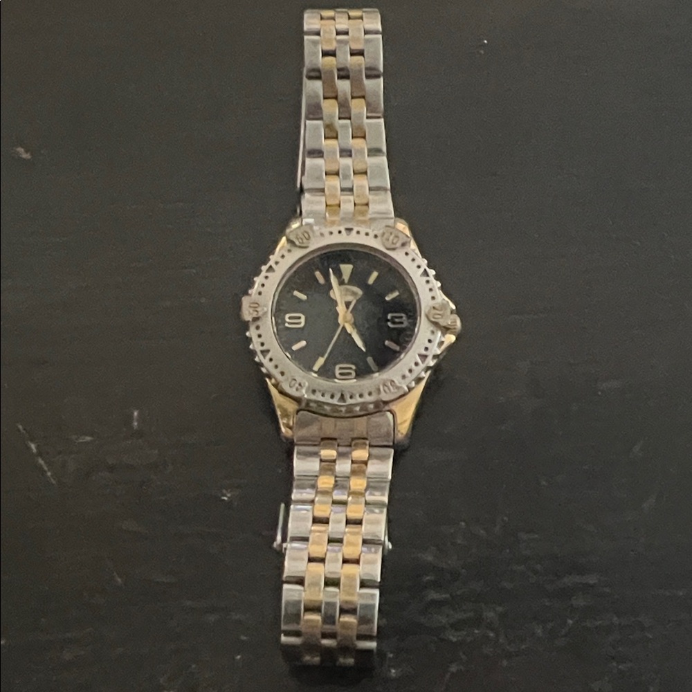 Guess Two-Tone Silver and Gold Women's Watch with Black Dial